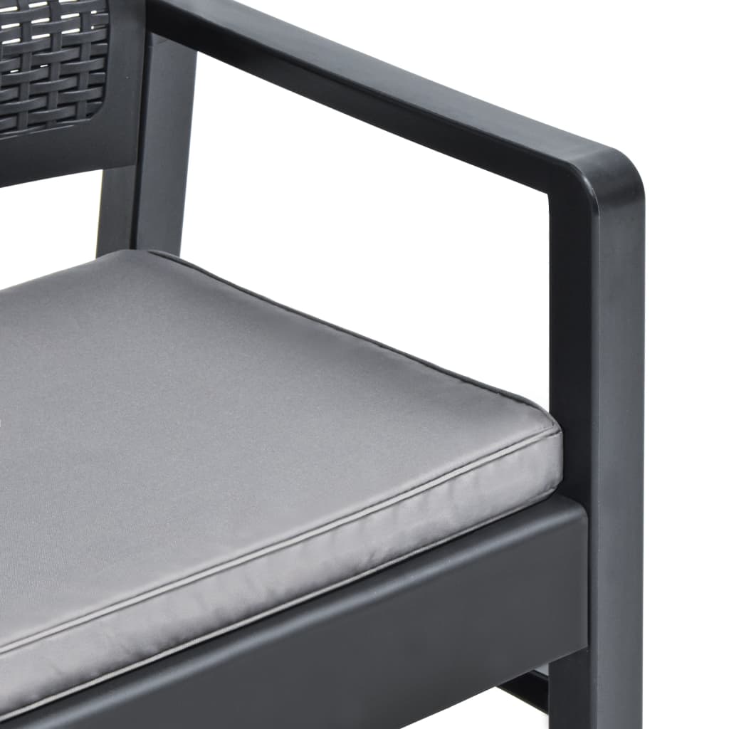 3 Piece Garden Lounge Set with Cushions Plastic Gray