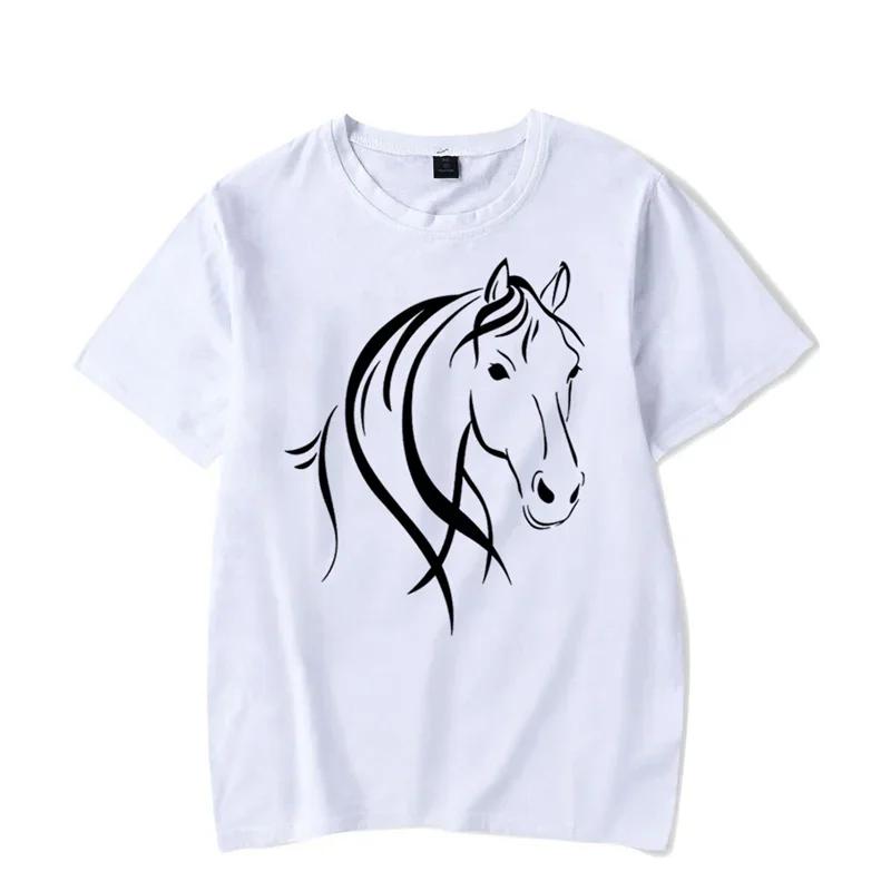

Мужская футболка Лошади Каваи Футболка Мужская Женская Футболка Графика Лошади Мужские Футболки Классическая Футболка Оверсайз Camisetas Masculino 4XL