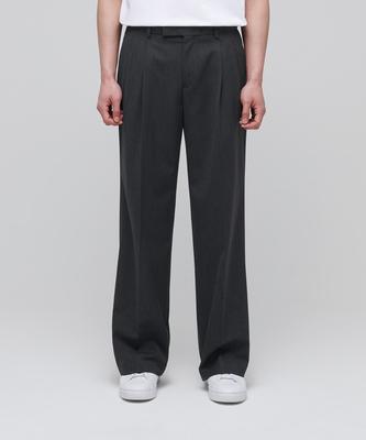 Lightweight Real Wide Hidden Elastic Waist Slacks [Charcoal Gray]