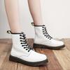 White Martin boots women's couple short boots men's and women's leather boots round head trend motorcycle shoes