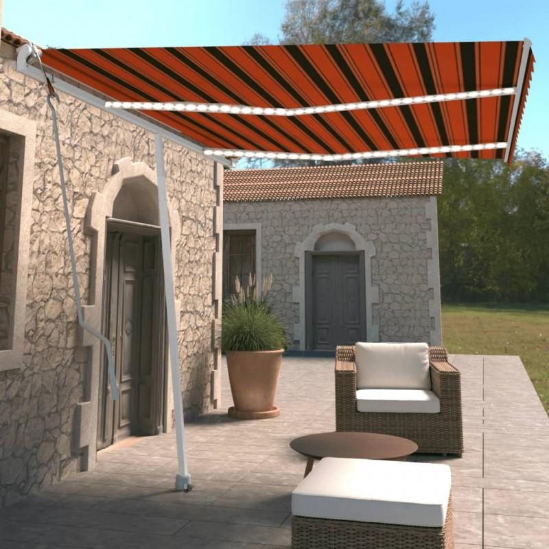 Día y Noche - Día y Noche Toldo automático LED sensor de viento naranja marrón 350x250 cm