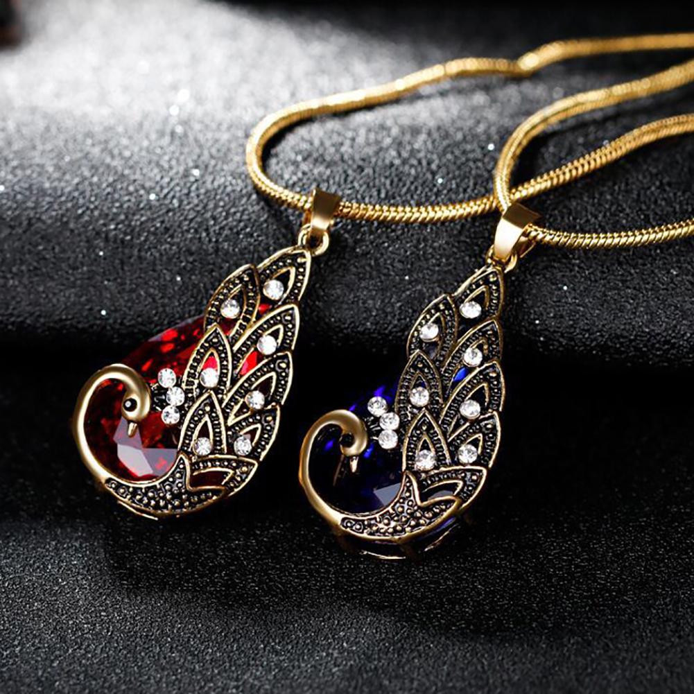 3Pcs Earrings Jewelry Fake Peacock Pendant Fashion Necklace