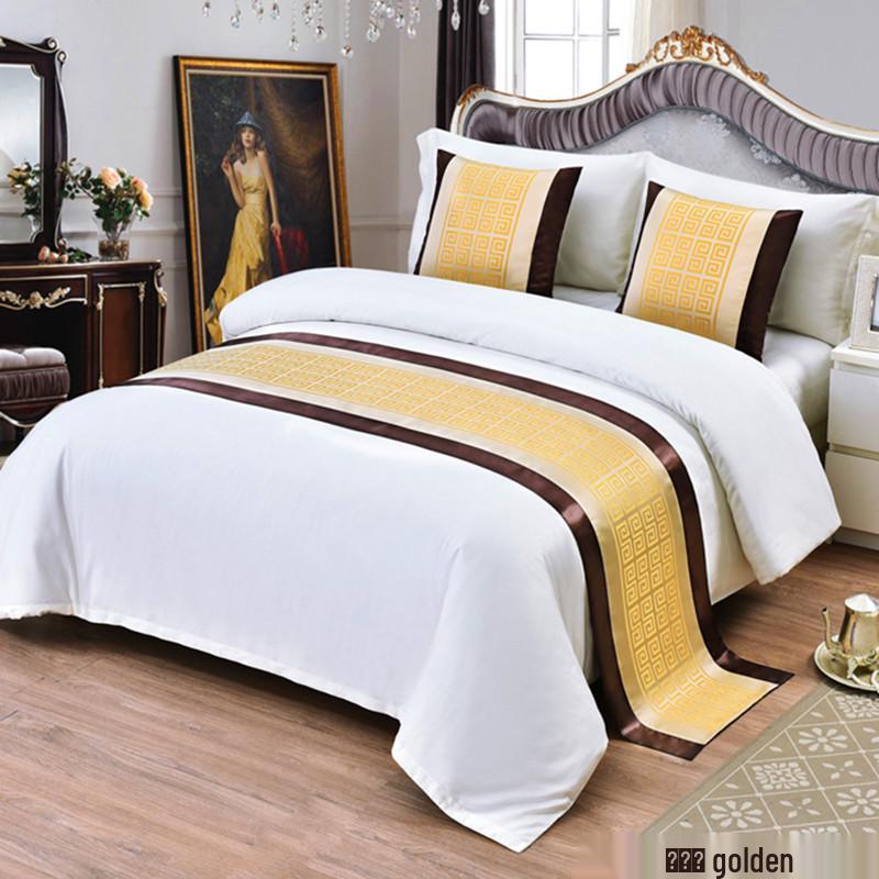 

New Chinese Satin Golden Bed Runner - Hotel, Inn, Theme Apartment Décor Scarf 50*50cm Pillowcase 0.12kg золотой