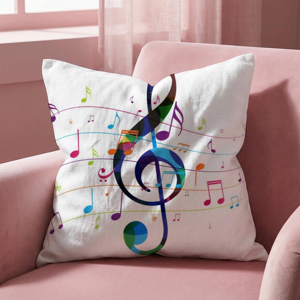 Sheet Music Printing Cushion Cover Multi-Scene Pillow Cover for Home & Car - Reversible, Soft & Durable for Daily Use