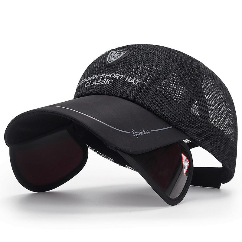 Unisex Summer Mesh Cap with Extended Telescopic Brim for Outdoor Sun Protection