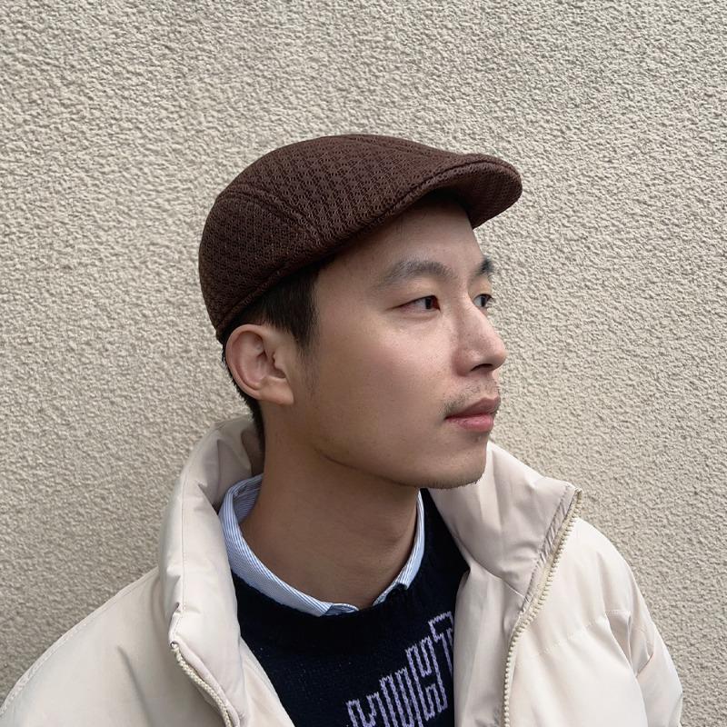 Summer Cotton Casual Beret Caps for Elder Unisex Solid Color Mesh Flat Sun Protection Caps Fashion Breathable Hat for Women Men