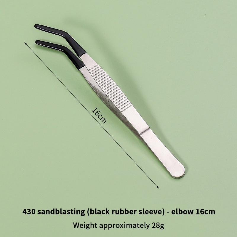 Pet Feeding Accessories: Straight and Curved Stainless Steel Tweezers with Rubber Tips for Aquarium Reptiles