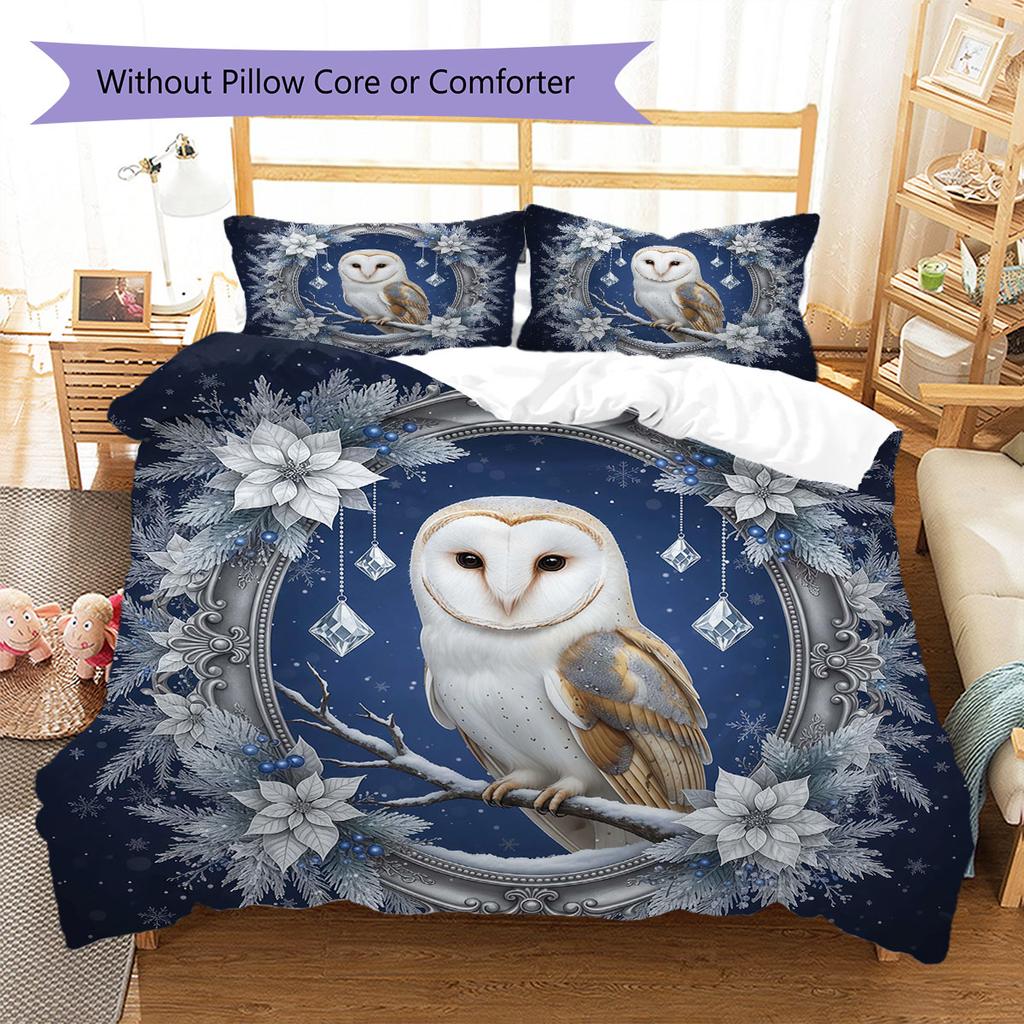 WinterLoveAnimals Pattern Bedding Quilt Set Quilt Cover Pillowcase Home Decoration Birthday Gift (1 * duvet cover + 2 * pillowcase, without core)
