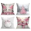 Home Decor Pink Gnome & Snowman Christmas Pillows Pattern Cushion Cover Suitable for Sofa Bedroom Car Pillow Cover