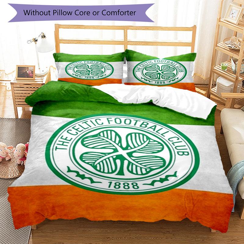 Celtic Football Club Crest Printed Pattern Duvet Cover Set – Includes 1 Duvet Cover and 2 Matching Pillowcases Bedroom Decor Christmas Gifts