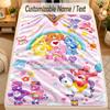 Flannel BlanketCare Bears Custom Name Text Personalized Soft Warm Throw Blanket Home Decor Gift
