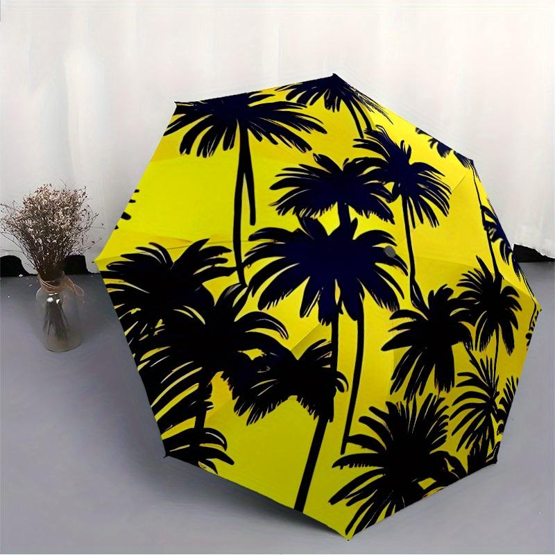 1pc Palm Trees Summer Automatic Folding Umbrella Portable Collapsible Design, 8-Rib Iron Frame, Durable Fabric, All-Season Casual Outdoor 172