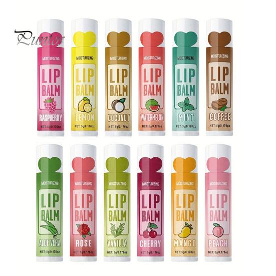 

12 шт./кор. Глубоко увлажняющий бальзам для губ 5 г Длительное увлажнение Питает Восстановление Бальзам для губ 12 вкусов Защищает Лечит Питательный Уход за губами для всех типов кожи 12pcs