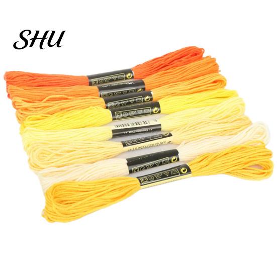 Colorful Thread 8Pcs 7.5m Cross Stitch Embroidery Cotton Skein DIY Craft Sewing Skeins for