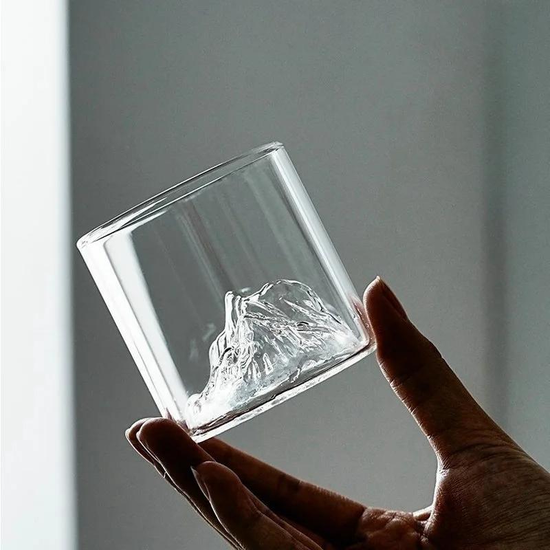 Whiskey Glass 5Oz Mountain Crystal Glass 180/300ml  Round Transparent Crystal Glass Suitable for Drinking WhiskeyCognacCocktail