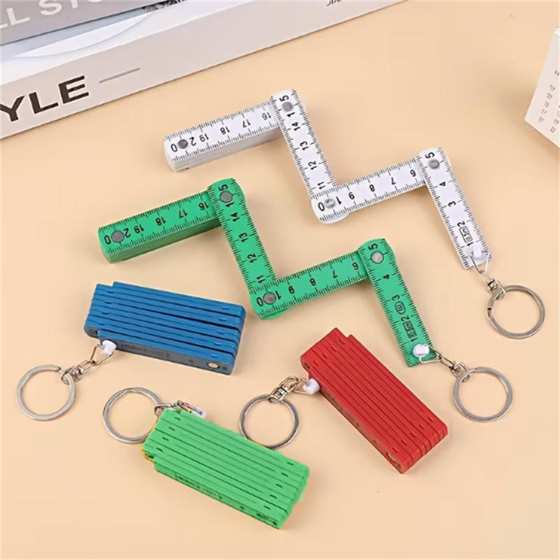 10 Segment Keychain Plastic Folding Ruler Portable Pocket Measuring Tool with Inch and Centimeter Scale for DIY Handyman