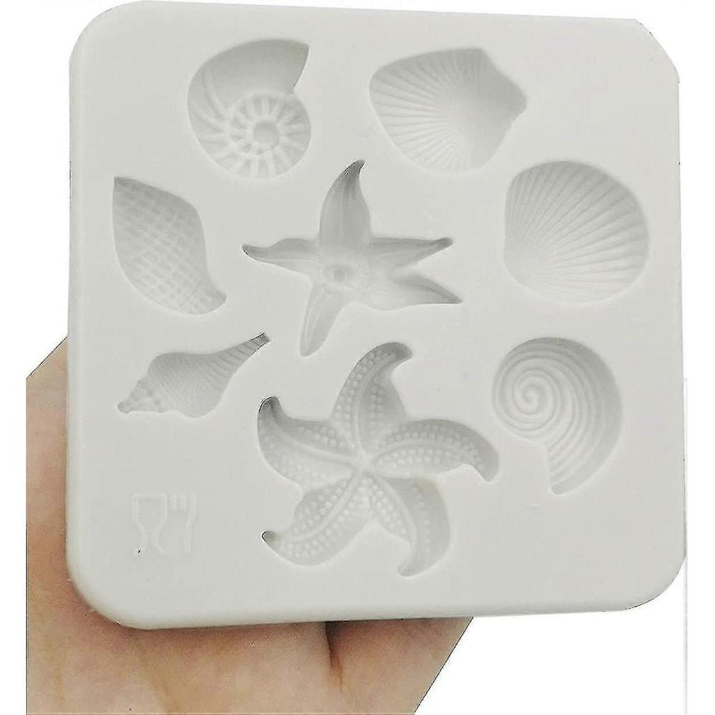 Marine Fondant Silicone Molds, Starfish,conch,seashells Silicone Cake Fondant Baking Molds Chocolate Candy Baking Tool For Wedding Birthday Party Cake