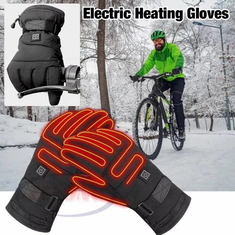 Electric Heated Gloves Winter Waterproof Skiing Heating Gloves Touch Screen Motorbike Racing Riding Gloves Cold Weather Gear