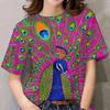 Pattern T-shirt Women's Clothing Peacock T-shirt