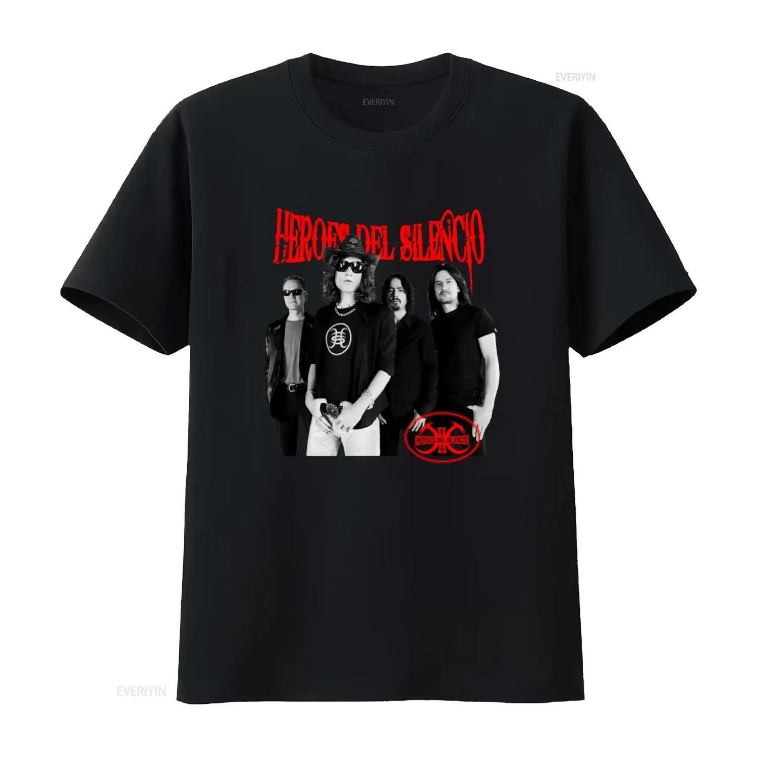 

Heroes Del Silencio Band Print T Shirt Rock Music Fan Vintage Washed Unisex Fashion Versatile Stretched Comfortable Slightly XXXXXL чорний