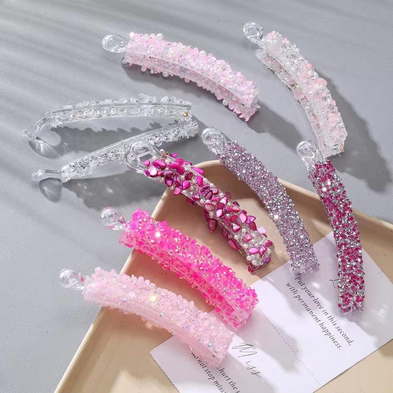 3pcs New Color Pan Hair Banana Clip Light Luxury Stone High-end Fashion Ponytail Clip Hair Accessories Hairpin
