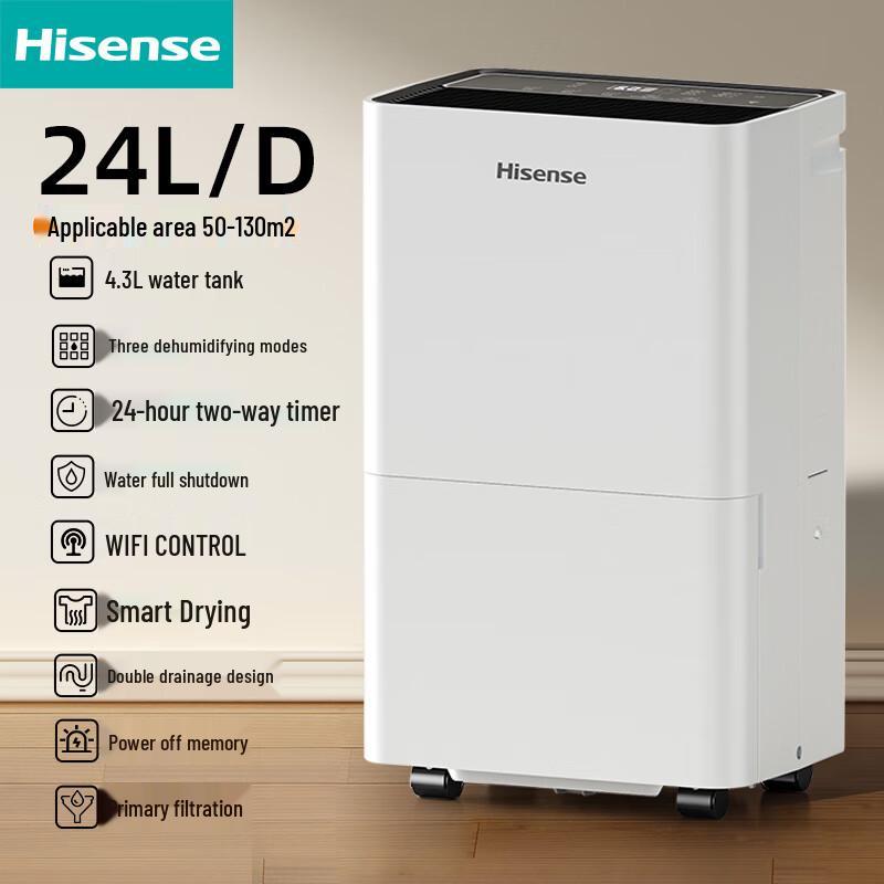 HISENSE 24L/Day Smart Dehumidifier with Wi-Fi for Home and Laundry Drying