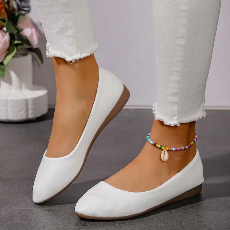Fashion Women Flats 2024 New Pointed Toe Comfortable Loafers Shoes Woman Shallow Round Tow Spring Autumn Ballet Flat Shoes for Women