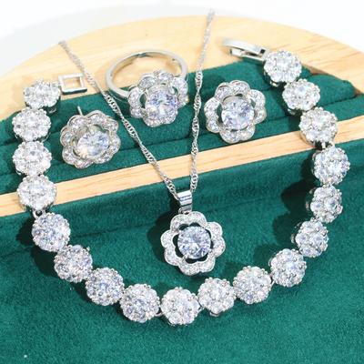 Koreanische Version von Ultra-schimmerndem Mikro-Set AAA Zirkon Europa und Vereinigte Staaten Bestseller Armband Halskette Ohrring Ring Set