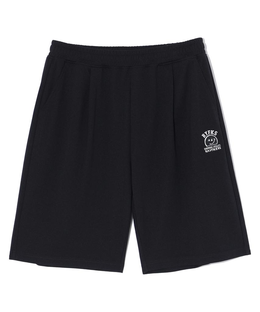 RAYFIKERS One-Pleat Wicked Smile Sweat Shorts Black (Mp7Pu489-076)