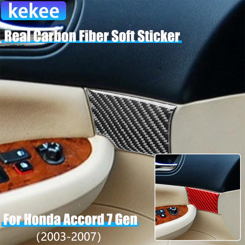 Real Carbon Fiber Car Accessories Door Decorative Panel Cover Soft Sticker For Honda Accord 7th Gen 2003 2004 2005 2006 2007