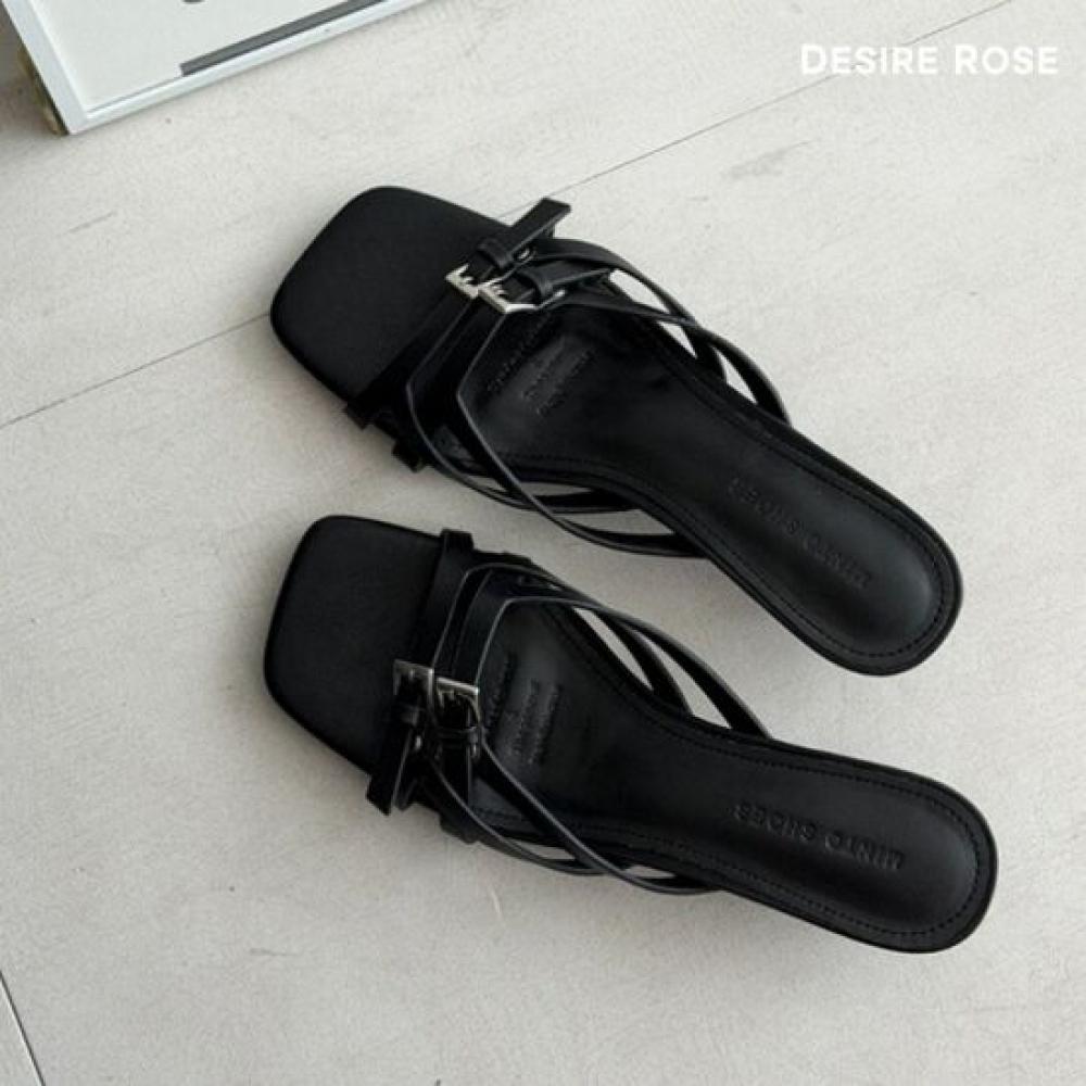 Женские кожаные шлепанцы на каблуке Desire Rose с квадратным носком, 8 см