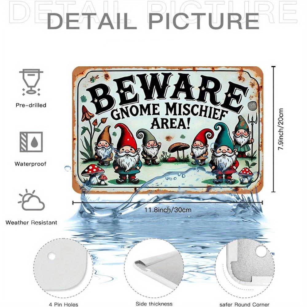 

Retro Gnome Prank Zone Metal Sign x Inch D Flat Iron Wall Art Funny Garden Warning Decor for Home Office Outdoor 20x30cm（7.8x11.8inch）