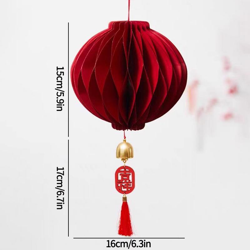 3D Chinese New Year Decorations 2026 Spring Festival Honeycomb Lucky Hanging Ornament Paper Lanterns Ornament with Bell Decor