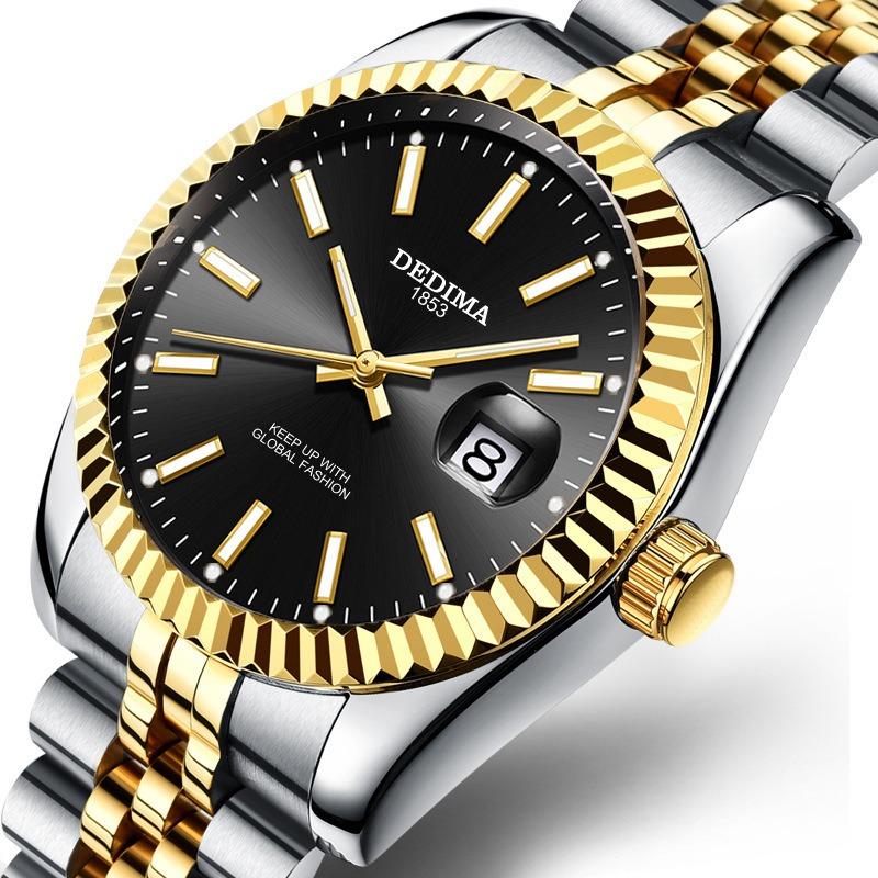 Top brand new high-end fashion men's watch calendar luminous waterproof nail wrist watch