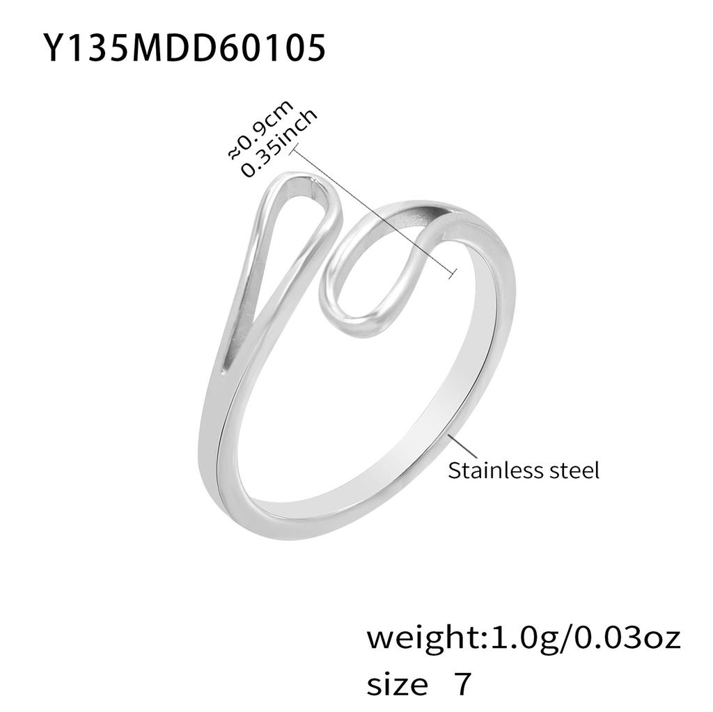 Stainless Steel Personalized Hollow Geometric Asymmetric Opening Ring Plated Minimalist Ring For Gift