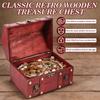 Vintage Wooden Treasure Chest with Metal Lock Pirate Treasure Chest Toys Jewelry Storage Box for Props Party Favors Decoration