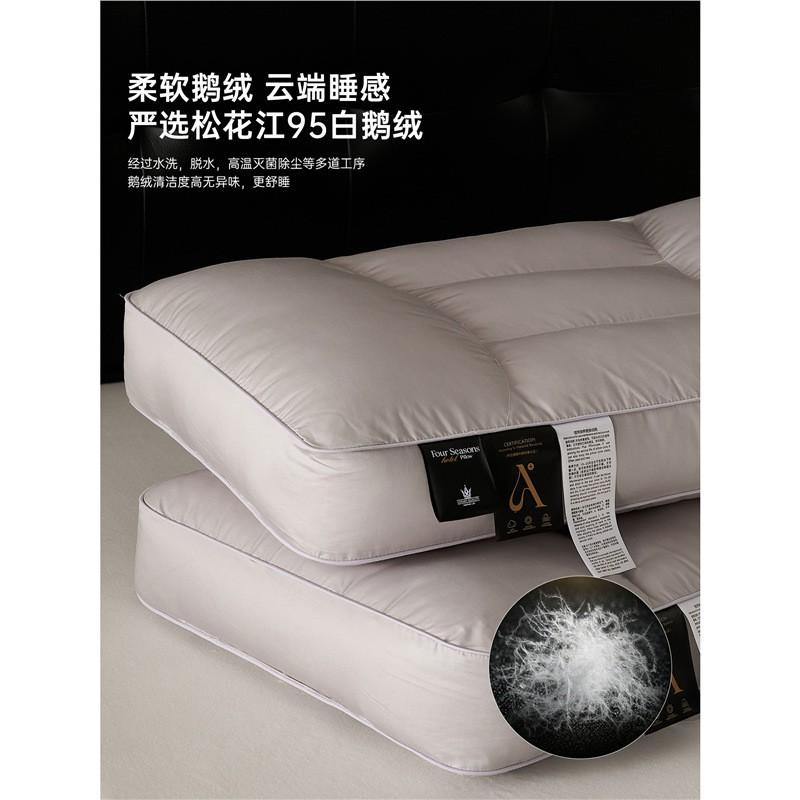Premium Goose Down Pillow Side Sleepers Cervical Support 85% Fill Power Ultra Soft Hypoallergenic Bedding