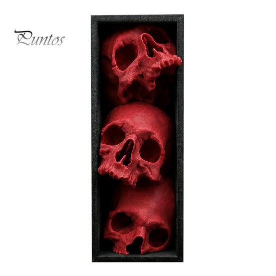 Dark Fantasy Wohnaccessoires 3 Stück Halloween 3-stufige Totenkopf-Buchstützen, Gotische Harz-Regaldekoration für Büro, Einzigartige Buchstopper Spukiges Skelett
