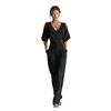 Women's V Neck One Shoulder Wide Leg Jumpsuit Solid Khaki Casual Outfit