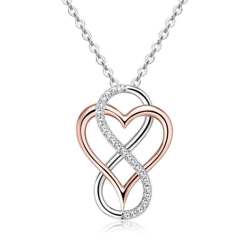 Silvere Glam Stylish And Elegant Heart-shaped Moissanite Necklace, High-end Silver Pendant, New Rose Gold Collarbone Chain