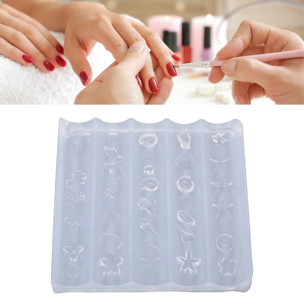 Silicone 3D Nail Mold Reusable Clear Flexible Nail Art Carving Template for Resin   Crafts