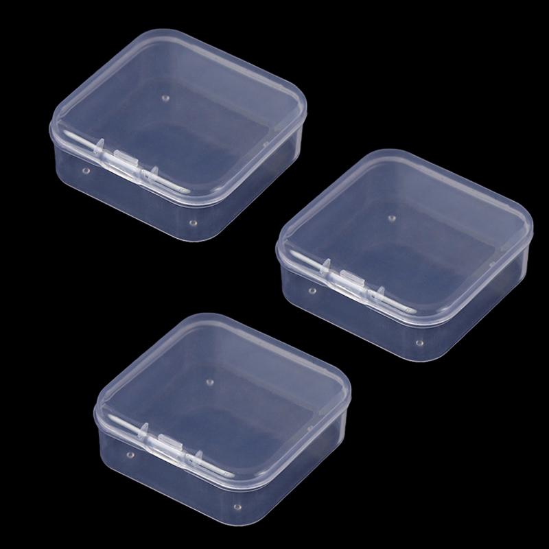 

3 шт., прозрачная коробка для хранения, квадратный чехол для мелких предметов, упаковочные коробки, контейнер для ювелирных изделий, бусин, органайзер для разной мелочи, рыболовные инструменты