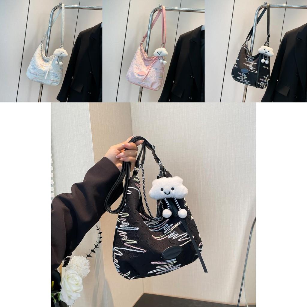 Chic Shoulder Sling Bag In Black White And Pink Perfect For Casual Street Style