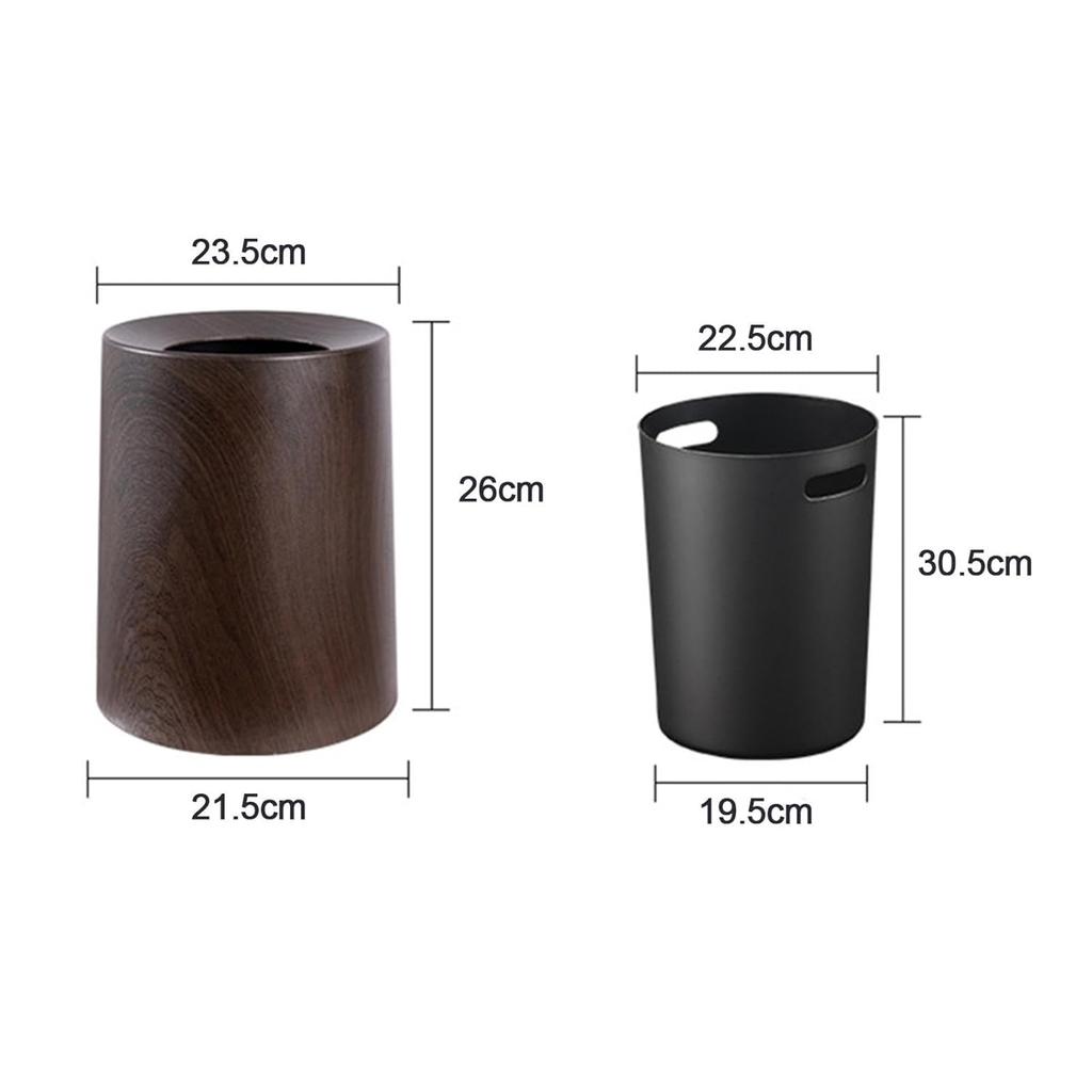 B Baosity Wood Grain Trash Can Patio Garbage Can Household Open Top Without Lid Waste Basket Garbage Bin for Toilet Bathroom Study Room, L Walnut
