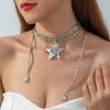 Ins Wind Diamond-encrusted Long Stacked Neck Chain CCB Special-shaped Pendant Necklace Accessories, Wearing Bead Necklace Women