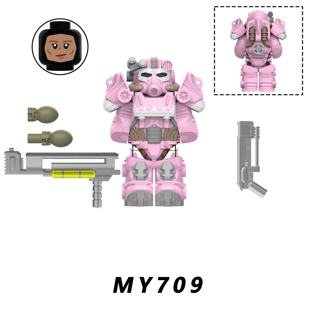 Neueste Bos Game T60 Power Rüstung Armee Offiziere Soldaten Figur Maschinengewehr Modell Bausteine Kinderspielzeug Geschenke Junge Mädchen Juguetes