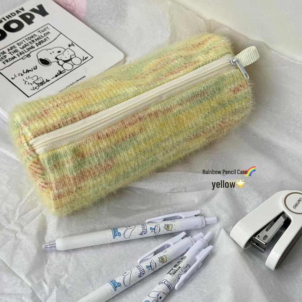 Rainbow Fresh Large Cylindrical Pencil Case - Cute and Spacious Student Stationery Bag