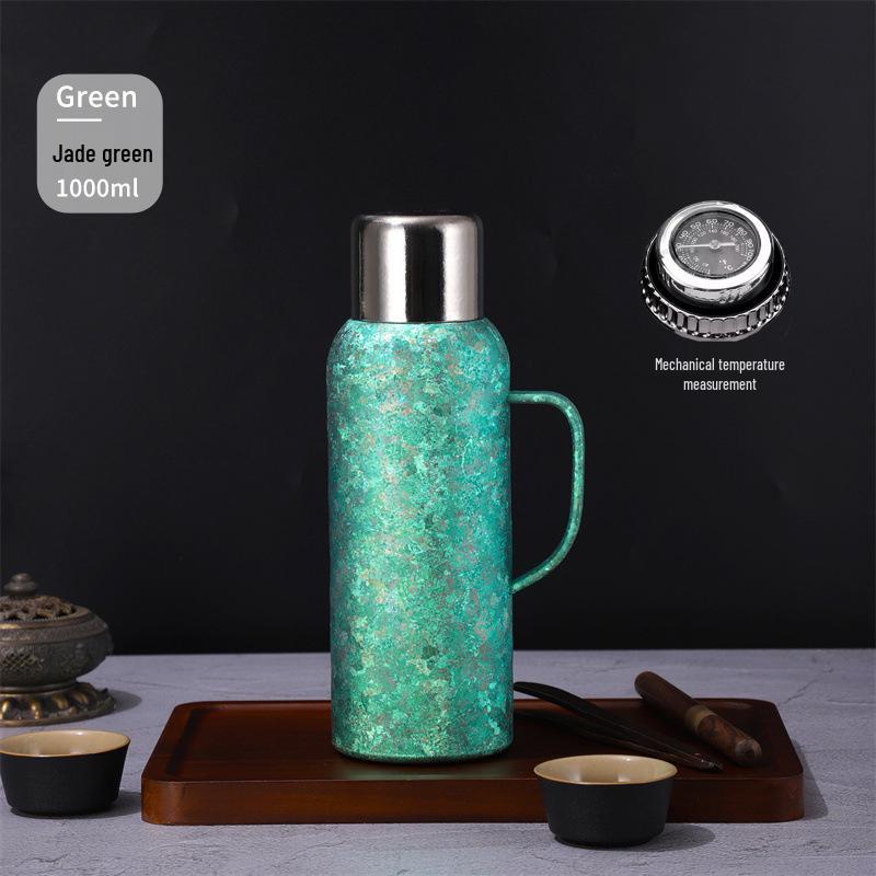 

Titanium Insulated Tea Kettle with Temperature Display & Heirloom Design - Large Capacity Double-Layer Stewing Pot Customized Gift 1000ML