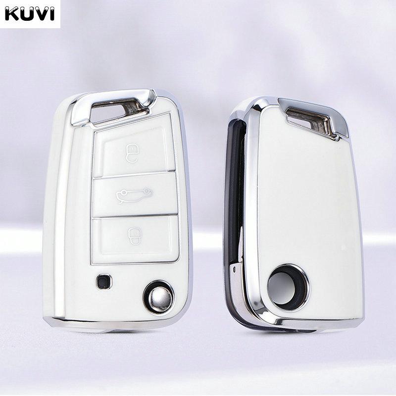 HOT TPU Car Flip Key Case Cover Fob for VW Volkswagen Golf 7 MK7 Tiguan MK2 for SEAT Ateca Leon FR 2 Ibiza for Skoda Octavia A7