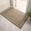 Brown Checkered Striped Washable Polypropylene Entrance Doormat